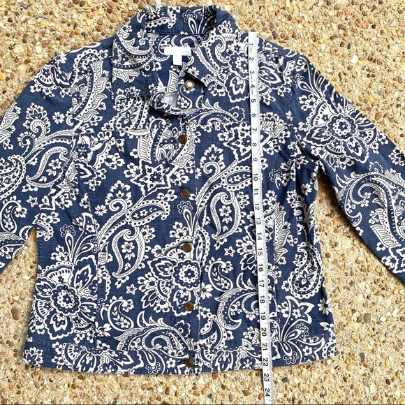 Charter Club Paisley Blue Button Down Jacket M - Picture 3 of 6